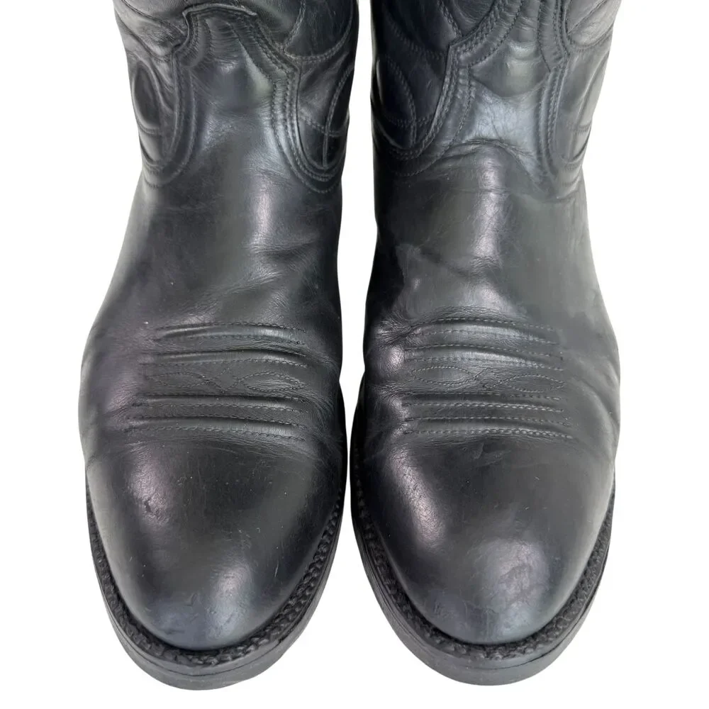 Biltrite Men's Black Leather Western Cowboy Boots Size 12D Non-Slip Made In USA